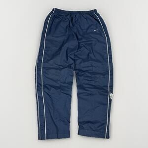 VTG Y2K Nike Mens Large Navy Lined Windbreaker Track Pants Baggy Warm Up Zip